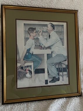 NORMAN ROCKWELL 1956 Print Collector Piece, green, Wood Framed, optometrist